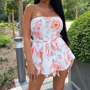 Floral Peplum Bandeau Romper